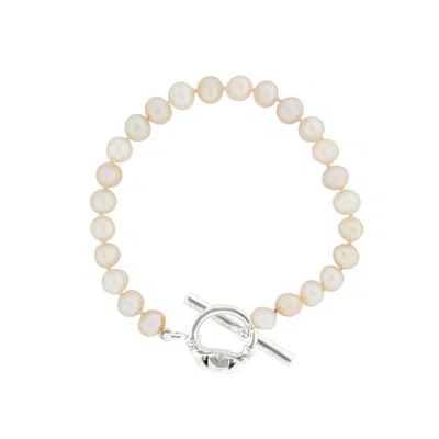 Katie Mullally Women's Pearls Fresh Water Bracelet Signature  Claddagh Silver Clasp In Neutral