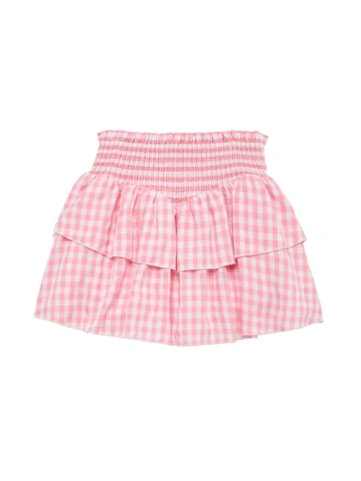 Katiej Nyc Girl's Brooke Ruffled Skirt In Pink Gingham