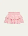 Katiej Nyc Kids' Girl's Brooke Smocked Skirt In Pink Gingham