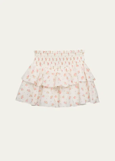 Katiej Nyc Kids' Girl's Brooke Floral Tiered Skirt In Vntfl