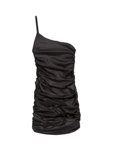 Katiej Nyc Girl's Cameron One-shoulder Ruched Dress In Black