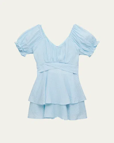 Katiej Nyc Kids' Girl's Delilah Self Tie Tween Dress In Baby Blue
