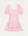 Shop Katiej Nyc Girl's Delilah Self Tie Tween Dress In Bbpk