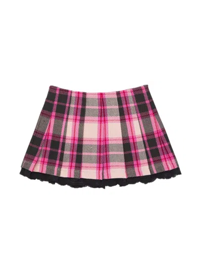 Katiej Nyc Kids' Girl's Elicia Plaid Skirt In Pink
