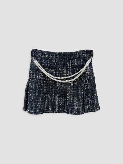 Katiej Nyc Girl's Girl's Hattie Embellished Bouclé Mini Skirt In Blue