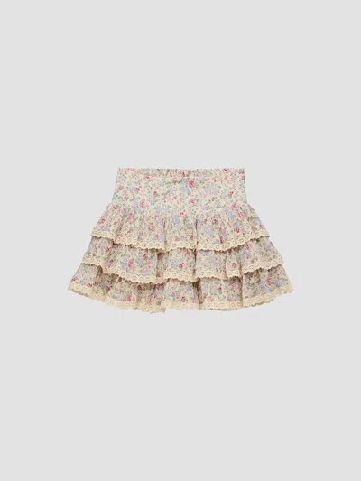 Katiej Nyc Girl's Girl's Melody Lace Ruffle Mini Skirt In Neutral