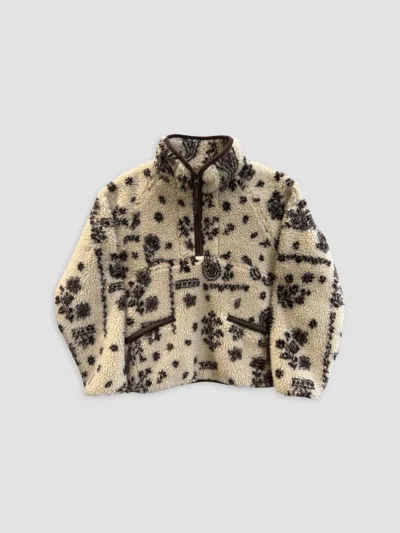 Katiej Nyc Girl's Girl's Printed Sherpa Half-zip Pullover Top In Neutral