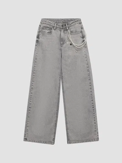 Katiej Nyc Girl's Girl's Sacramento Chain Pearl Jeans In Gray