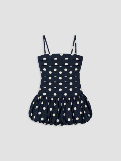 Katiej Nyc Girl's Girl's Tippy Polka Dot Cotton Sleeveless Mini Dress In Blue