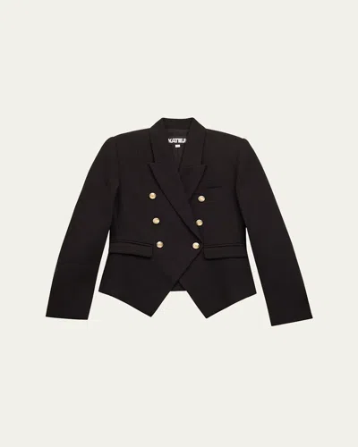 Katiej Nyc Kids' Girl's Houndstooth-print Blazer In Black