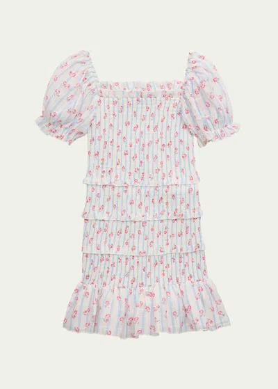 Katiej Nyc Kids' Girl's Laila Smocked Tiered Dress In Ptstr