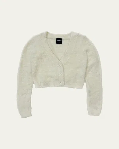 Katiej Nyc Kids' Girl's Mara Cropped Cardigan In Cream