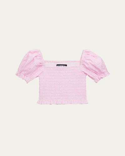 Katiej Nyc Kids' Girl's Marlee Smocked Top In Pink