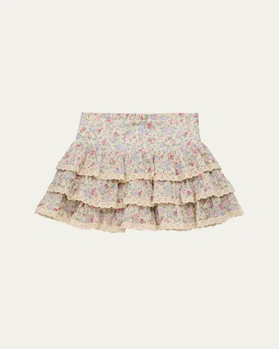Katiej Nyc Kids' Girl's Melody Lace Ruffle Skirt In Neutral