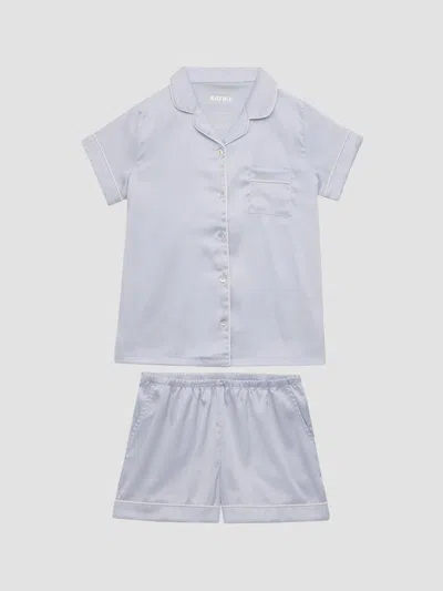 Katiej Nyc Kids' Girl's Olivia Satin Lounge Shirt & Shorts Set In Purple