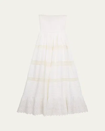 Katiej Nyc Kids' Girl's Reese Tween Lace-trim Maxi Dress In White