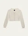 Katiej Nyc Girl's Rhinestone Wool-silk Cardigan In Wntwt