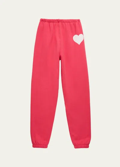 Katiej Nyc Kids' Girl's Shane Heart Graphic Sweatpants In Pink