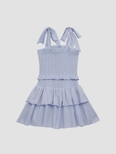 Katiej Nyc Kids' Girl's Smocked Fit-and-flare Dress In Blue