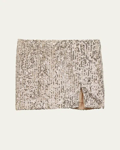 Katiej Nyc Kids' Girl's Taylor Sequin Mini Skirt In Champange