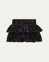 Katiej Nyc Girl's Tiered Sequin Ruffle Mini Skirt In Blksq