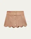Katiej Nyc Girl's Tween Autumn Scalloped Mini Skirt In Brown