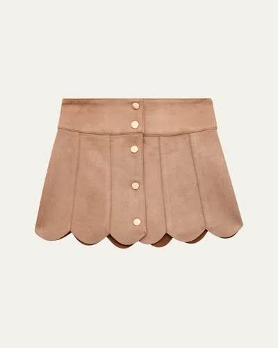 Katiej Nyc Kids' Girl's Tween Autumn Scalloped Mini Skirt In Brown