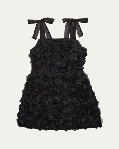 Katiej Nyc Kids' Girl's Tween Bonnie Roses Mini Dress In Black