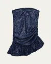 Katiej Nyc Girl's Tween Estelle Sequined Strapless Mini Dress, S-xl In Blue