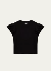 Katiej Nyc Girl's Tween Flutter-sleeve Knit Top In Black