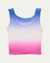 Katiej Nyc Girl's Tween Longer Ribbed Cropped Tank Top In Spring 25 Dip Dye