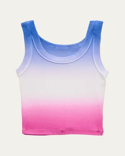 Katiej Nyc Kids' Girl's Tween Longer Ribbed Cropped Tank Top In Spring 25 Dip Dye