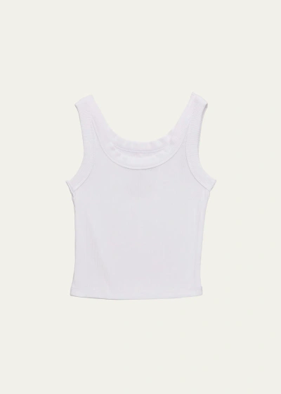 Katiej Nyc Kids' Girl's Tween Longer Ribbed Cropped Tank Top In White