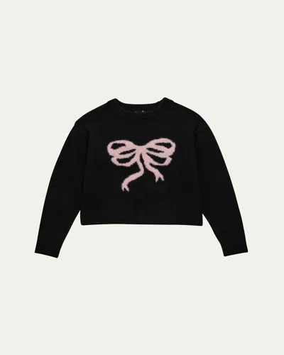 Katiej Nyc Kids' Girl's Tween Maggie Intarsia-knit Sweater In Black