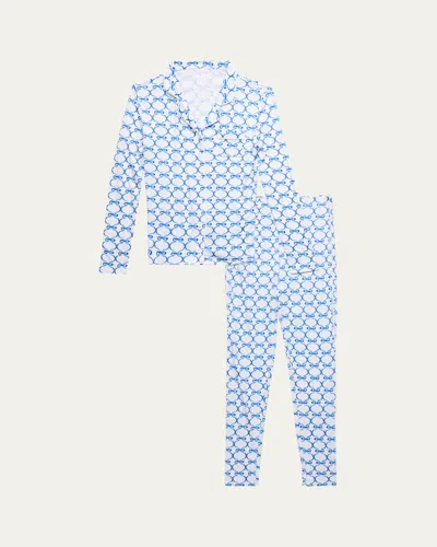 Katiej Nyc Kids' Girl's Tween Maia Printed Pajama Set In Blue Bows