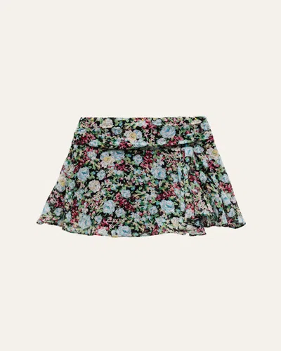 Katiej Nyc Kids' Girl's Tween Ruched Floral-print Mini Skirt In Bddfl
