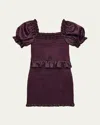 Katiej Nyc Girl's Tween Smocked Dress W/ Puffer Sleeves In Mpsat