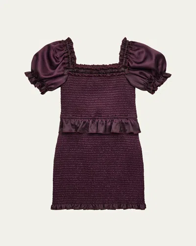 Katiej Nyc Kids' Girl's Tween Smocked Dress W/ Puffer Sleeves In Mpsat