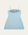 Katiej Nyc Girl's Tween Tova Floral Applique Mini Dress In Blue
