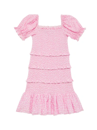 Katiej Nyc Little Girl's & Girl's Laila Smocked Dress In Pink Ditsy Floral