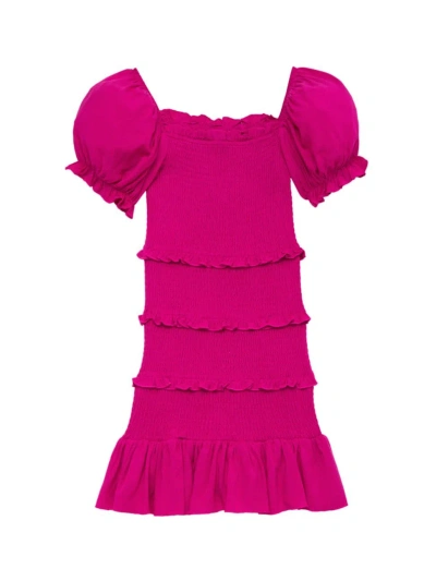 Katiej Nyc Little Girl's & Girl's Laila Smocked Dress In Shocking Pink