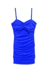 Katiejnyc Alice Peephole Ruch Dress In Electric Indigo In Blue