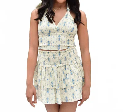Katiejnyc Bianca Skirt In Creme Floral Stripe In White