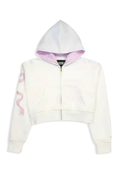 Katiejnyc Dylan Crop Jr In Bow Vintage White/pink Sheer
