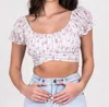 Katiejnyc Floral Puff Sleeve Chase Top In Petunia Stripe