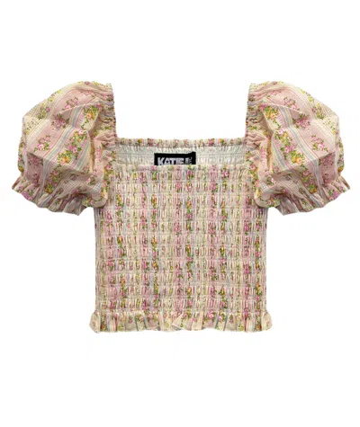 Katiejnyc Girl's Shabby Floral Stripe Marlee Top In Pink