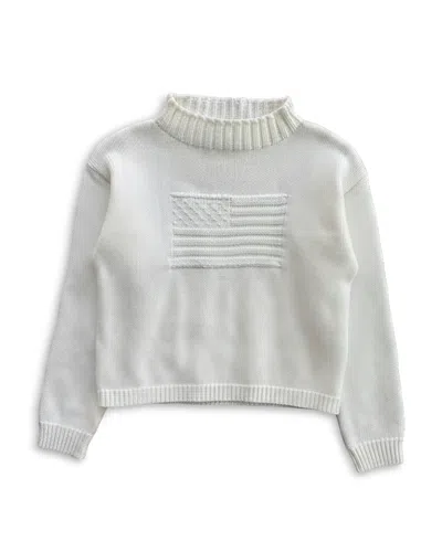 Katiejnyc Girls' American Flag Sweater - Big Kid In White