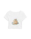 Katiejnyc Girls' Cake Graphic Baby Tee - Big Kid In White