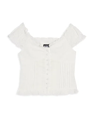 Katiejnyc Girls' Cap Sleeve Corset Look Top - Big Kid In White