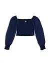 Katiejnyc Girls' Chloe Sheer Sleeve Top - Big Kid In Blue